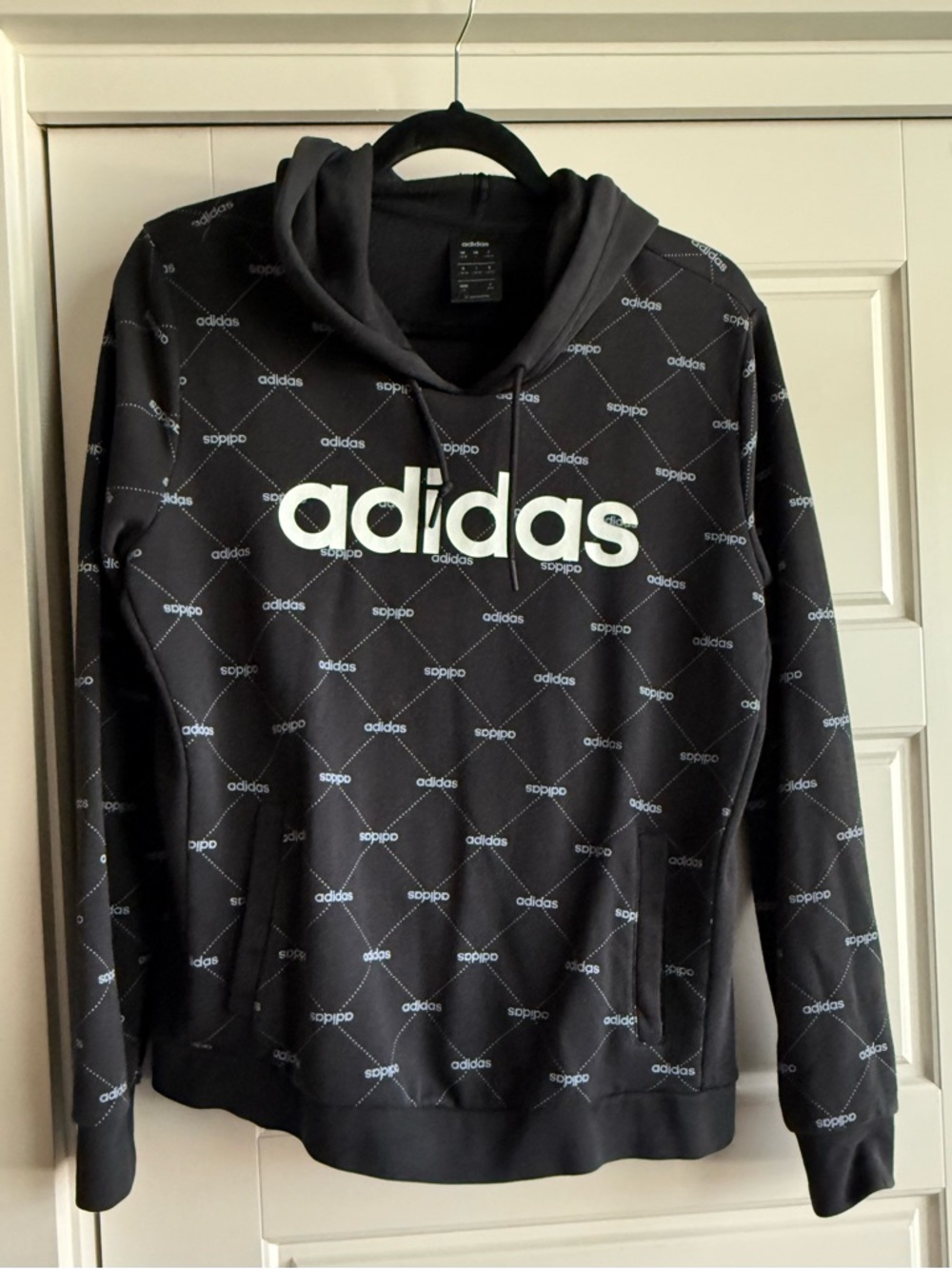 adidas Black Pullover Hoodie with White Logo Tag